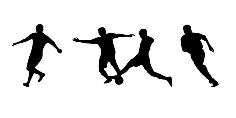 Silhouette man play football on white background