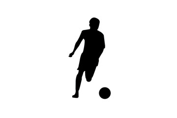 Silhouette man play football on white background