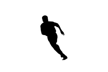 Fototapeta na wymiar Silhouette man play football on white background