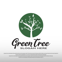Re-greening the logo (Go green). Design a green world logo with the concept of leaves and earth. world green day. living environment. save the earth with a green tree. vector illustration elements