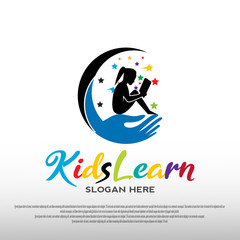 logo design of the kids learning. children dreams. playground. smart child. can use for education school sign or symbol. vector illustration element