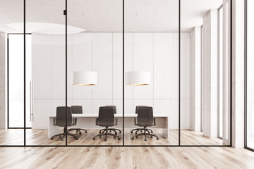 Wooden floor meeting room interior