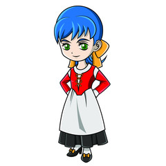 cartoon girl wearing Italian costume