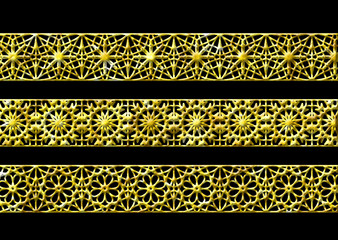 3d golden geometric border