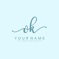 Fototapeta na wymiar Handwriting O K OK initial logo template vector
