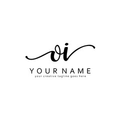 Handwriting O I OI initial logo template vector