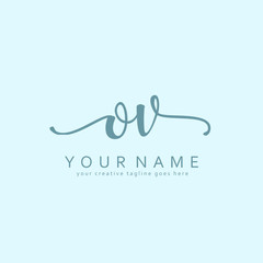 Handwriting O V OV initial logo template vector
