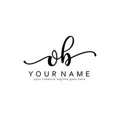 Handwriting O B OB initial logo template vector