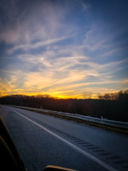 Fototapeta na wymiar Sunset over highway in Cleveland, Ohio