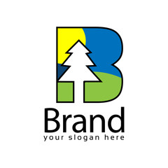 Fototapeta premium Spruce Letter B Logo. Vector Illustration on white background
