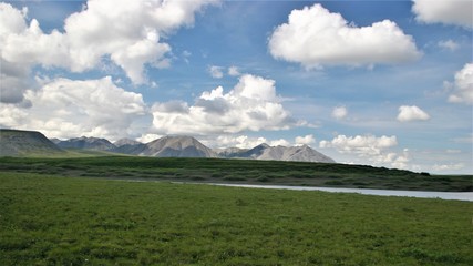 landscape with blue sky and clouds
