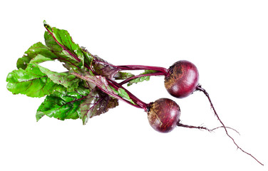 Fresh red beet or beetroot isolated on a white background.