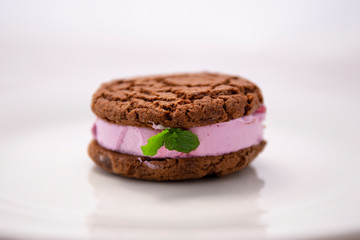 Purple Ice cream chocolate cookie sandwich