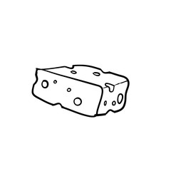 Hand drawn cheese icon doodle vector illustration isolated on white background