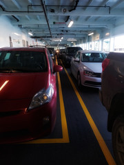 Fototapeta na wymiar Ferry boat parking in Seattle Washington