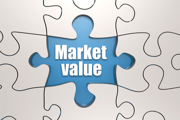Fototapeta premium Market value word on jigsaw puzzle