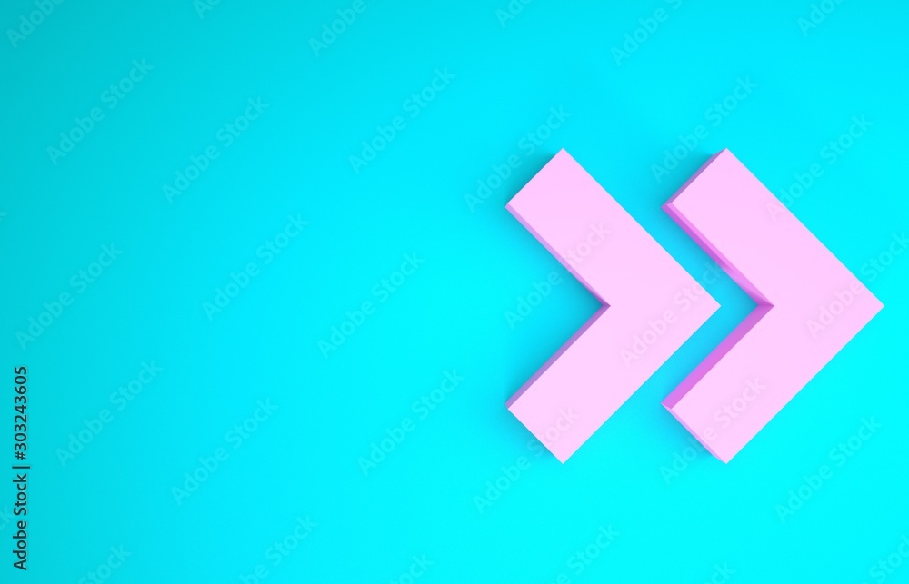 Poster pink arrow icon isolated on blue background. direction arrowhead symbol. navigation pointer sign. mi