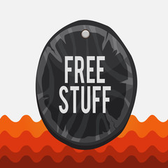 Conceptual hand writing showing Free Stuff. Concept meaning something that is given to you without you having to pay for it Oval plank round wooden board circle shaped wood background
