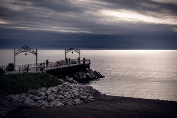 Sunset over Lake Erie at Euclid Beach Park in Cleveland, Ohio.