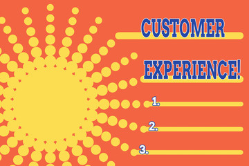 Handwriting text Customer Experience. Conceptual photo product of interaction between organization and buyer Dotted tunnel simulating sun shining. Abstract futuristic. Comic Background