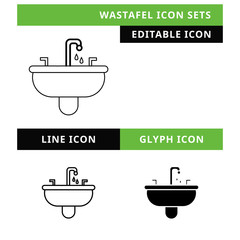 Wastafel icons set vector design, modern editable line and  glyph icon, black color and isolated for icon presentation, website and banner