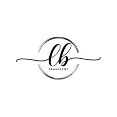 LB Initial handwriting logo with circle template vector.