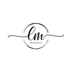 LM Initial handwriting logo with circle template vector.