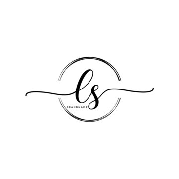 LS Initial handwriting logo with circle template vector.