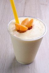 yellow fruit and ice smoothie
