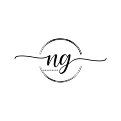 NG Initial handwriting logo with circle template vector.