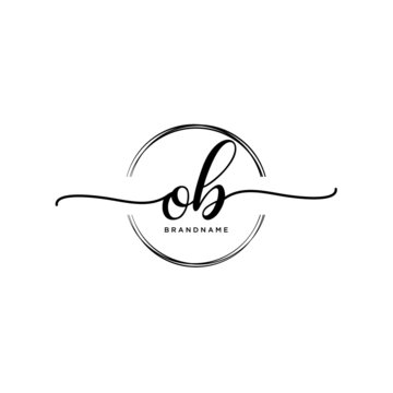 OB Initial handwriting logo with circle template vector.