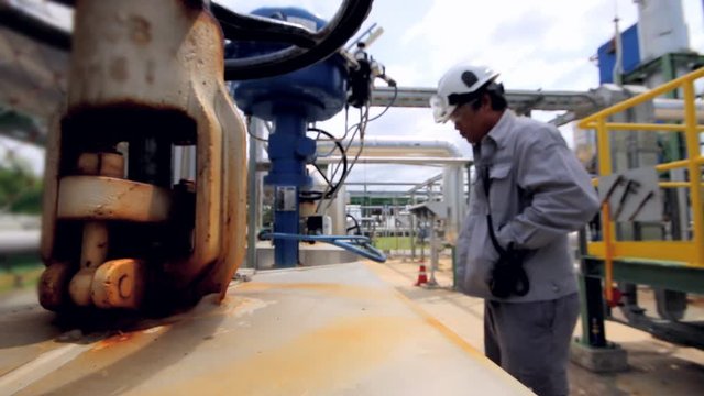 Process engineer to visual check control valve in the plant 