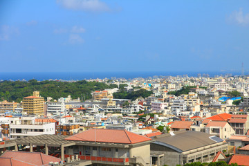 Obraz premium City View of Naha from Shuri Castle, Okinawa, Japan