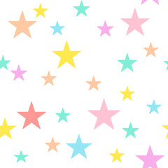 Fototapeta premium Star seamless pattern colorful on white background.