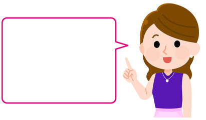 若い女性　吹き出し　イラスト