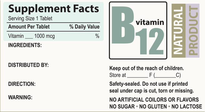 Supplement facts Vitamin B