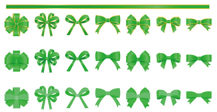 緑色 リボン素材 セット イラスト Stock Vector Adobe Stock