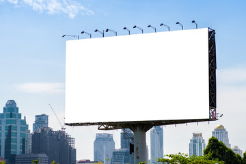 Billboard mockup outdoors, Outdoor advertising poster on the street for advertisement street city. With clipping path on screen.