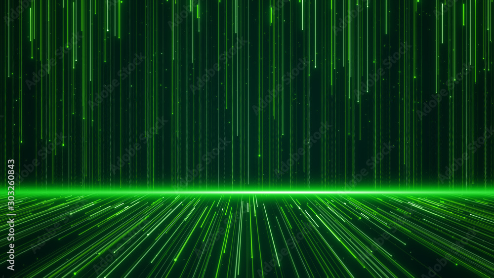 Aufkleber wall of lines structure geometric shapes and particles green color. creative design element abstract