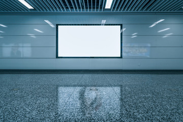 Blank Billboard Banner Media Light box in Subway station
