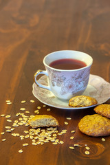 oatmeal cookies with a cup of tea	