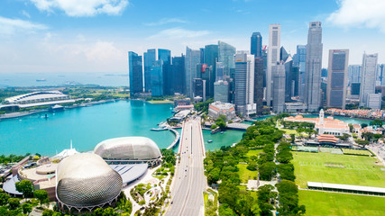 Beautiful landmark of skyline Singapore - obrazy, fototapety, plakaty