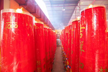 Burning Chinese Red Candles
