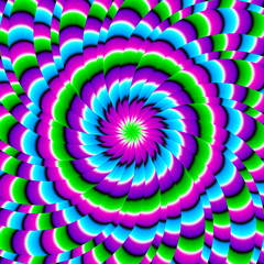 Abstract colorful flower. Spin illusion.