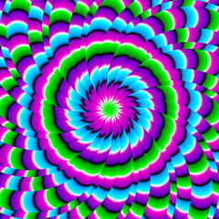 Abstract colorful flower. Spin illusion.