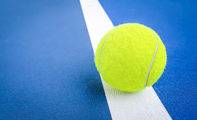 Close-up shots of tennis balls on a blue background field