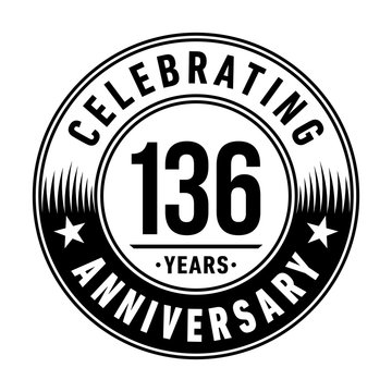 136 years anniversary celebration logo template. Vector and illustration.