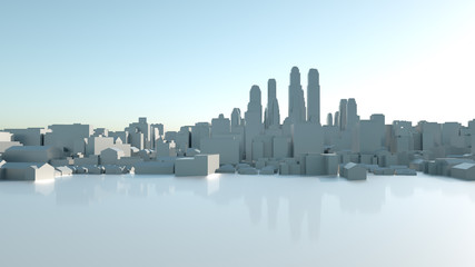 Abstract Modern White City on White Surface