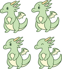 小さなドラゴンのイラストセット