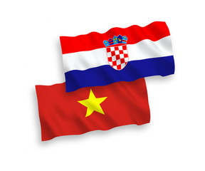 Flags of Vietnam and Croatia on a white background